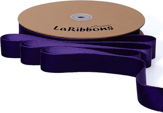 LaRibbons Thin Velvet Ribbon 1 Inch x 25 Yards, Gift Wrapping, Wreath Bow by LaRibbons