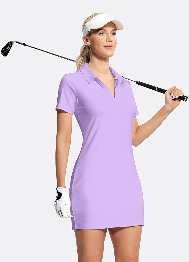 Hiverlay Golf Dresses for Women with Shorts and Pockets, V-Neck Short Sleeve Tennis Dress, Workout Athletic Dresses