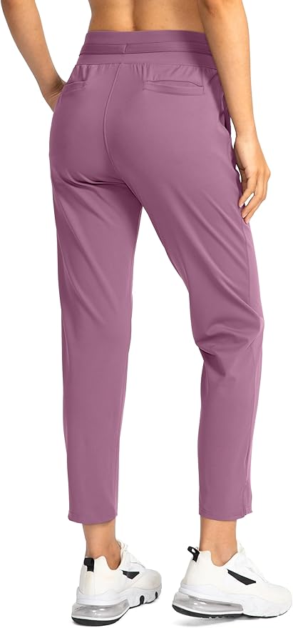 Soothfeel Women's Pants with 4 Pockets 7/8 Stretch High Waisted Sweatpants Travel Athletic Work Golf Pants for Women