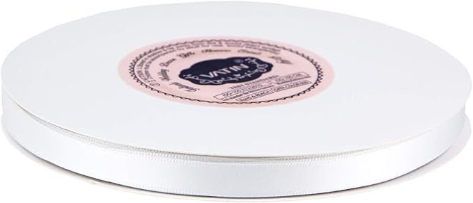 VATIN 3/8 inches Double Faced White Polyester Satin Ribbon - Image 2