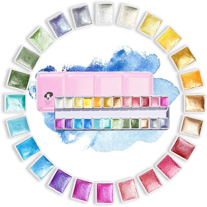 Paul Rubens Artist Watercolor Paints-Metallic Glitter Solid Colors-Pink by PaulRubens