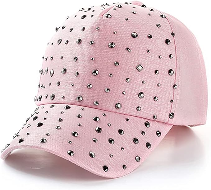 Gudessly Adjustable Breathable Rhinestone Baseball Cap for Women Bling Sequins Casual Sports Cap