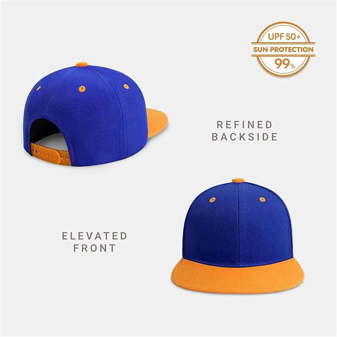 CHOK.LIDS Flat Bill Visor Classic Snapback Hat Blank Adjustable Brim High Top End Trendy Color Style Plain Tone Baseball Cap