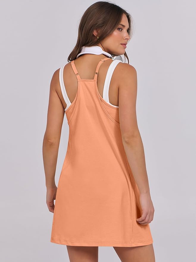 ANRABESS Women Summer Dress 2026 Beach Vacation Outfits Tennis Athletic Workout Romper Dress Built in Shorts Travel Clothes