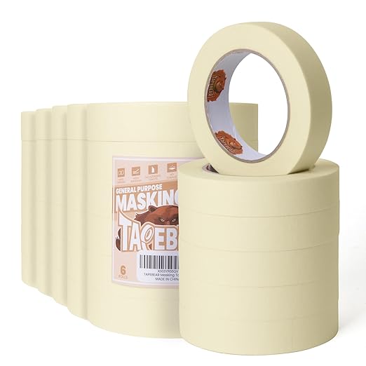 TAPEBEAR General Purpose Masking Tape Beige White 0.94 Inches x 60 Yards by TAPEBEAR