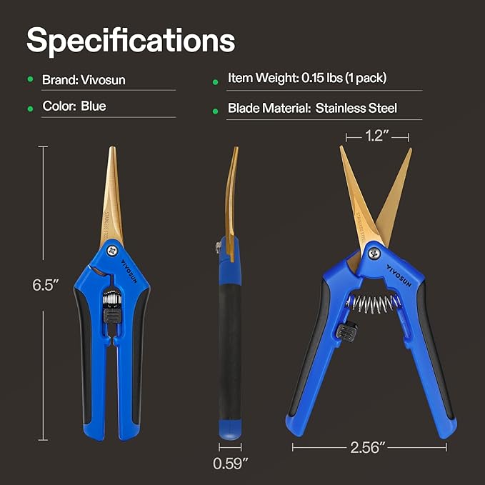 VIVOSUN 2-Pack Curved Gardening Scissors 6.5 Inch Hand Pruner Shear - Image 3