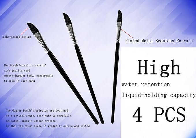 4PCS Dagger Striper Brush Set, Premium Dagger Paint Brushes Set, Professional - Image 4