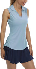LastFor1 Women's Sleeveless Polo Golf Shirts Quick Dry 50+ UV Protection V-Neck with Collar Lightweight Tennis Tank Tops