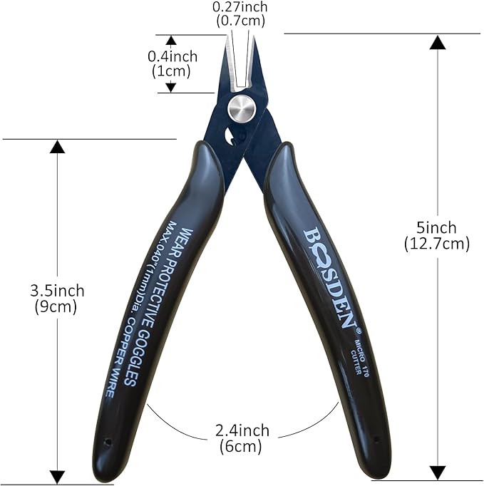 Flush Cut Pliers, 5 Pack, 5 Inch Small Wire Cutters, BOOSDEN 170 Wire Cutters - Image 2