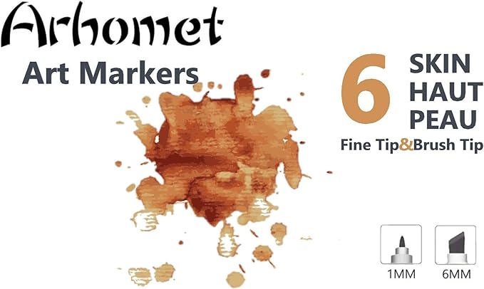 6 Colors Skin Tone Alcohol Markers Set, Earth Colors Dual Tips Art Markers - Image 5