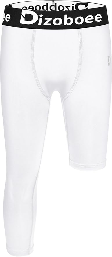 Youth Boys Compression Pants One Leg 3/4 Athletic Leggings for Sports Kids Basketball Tights Football Baseball Pants