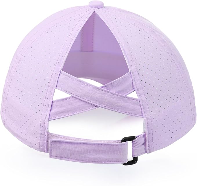 Little Girls Reflective Baseball Cap Criss Cross Ponytail Hat Kids Quick Dry Mesh Summer Sports Hat for Toddler Ages 3-8