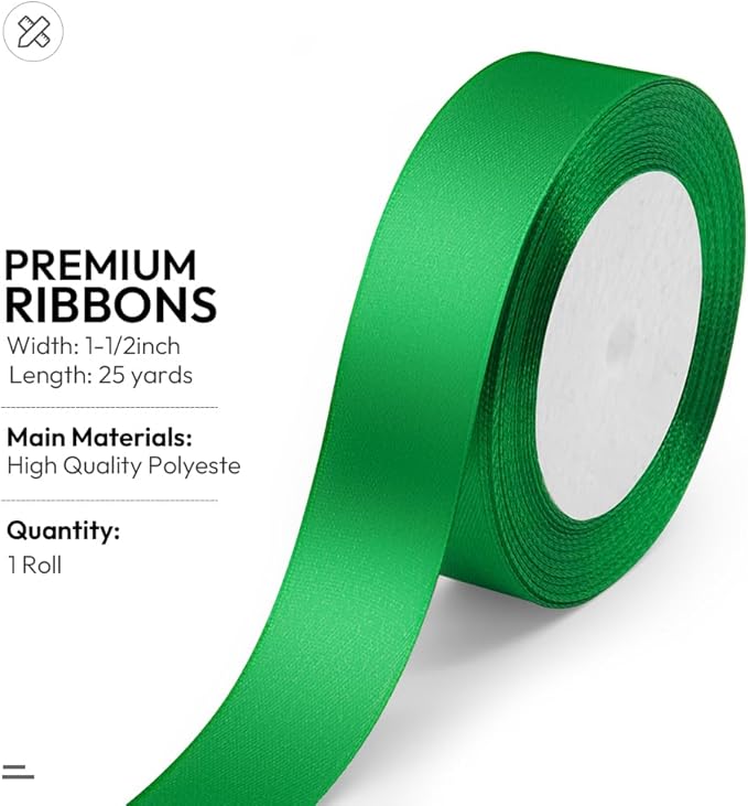 KMER LIFE Green Ribbon 1 Inches x 25 Yards Satin Ribbons Perfect - Image 2
