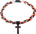 Baseball Necklace with Cross Pendant Fashion Three Braided Rope Tornado Design for Sports Fan Baseball Theme Party Gift Idea, 18 Inch