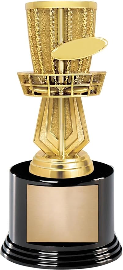 Crown Awards Disc Golf Trophy, 7" Gold Trophy with Frisbee & Basket - Add Your Own Engraving Prime