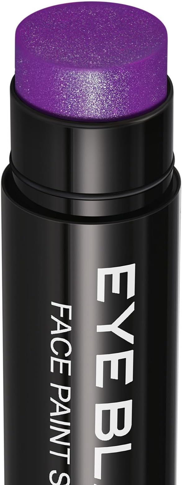 Purple Glitter Eye Black Stick, Anti-Glare Eyeblack for Baseball Football Softball Lacrosse Accessories, Sweat-Proof Sport Face Paint, Smooth & Long Lasting, Rich Full Coverage Shimmery Color