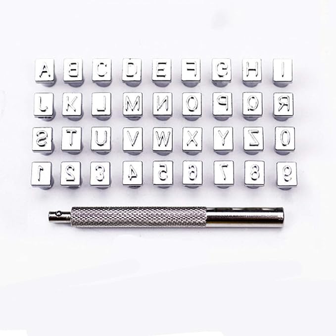 26 PCS Capital Leathercraft Metal Letter Stamps Punch Set, 1/4” Steel Printing by LGEGE