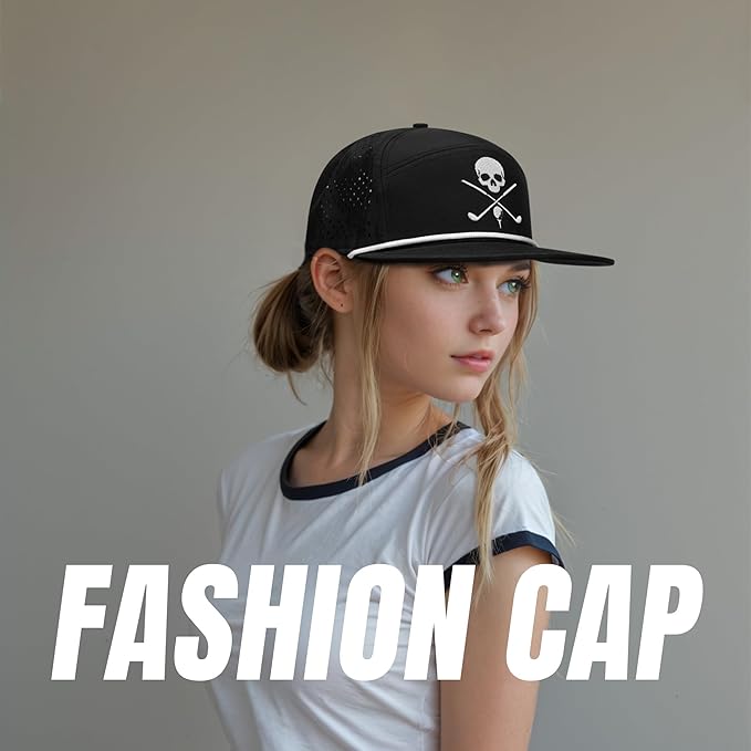 Bamveio Funny Golf Hats Flat Bill for Men Women,Golf Gifts Skull Baseball Cap for Adults Humor