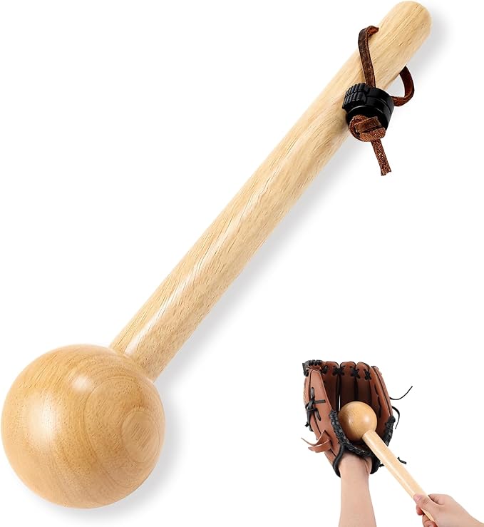 Hollowfly Baseball & Softball Glove Mallet-12 Inch Wooden Hammer with Leather Rope, Durable Glove Pocket Break-in Tool