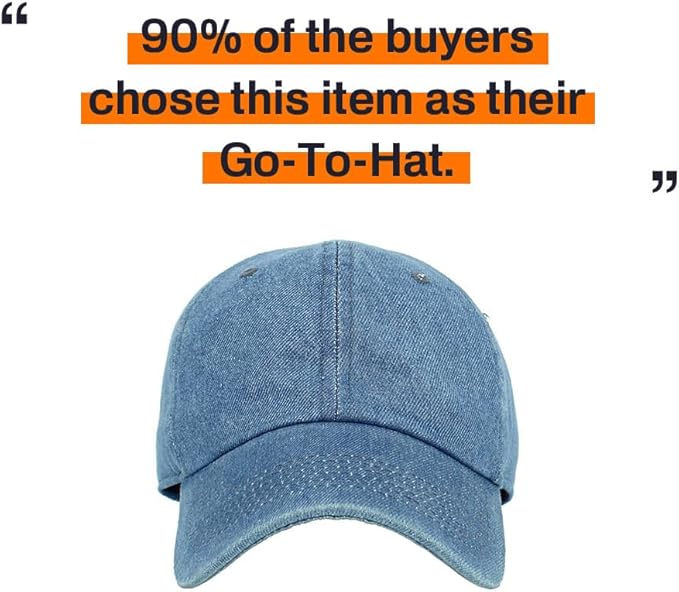 KBETHOS Classic Unisex Cotton Adjustable Low Crown Baseball Cap – Plain Dad Hat