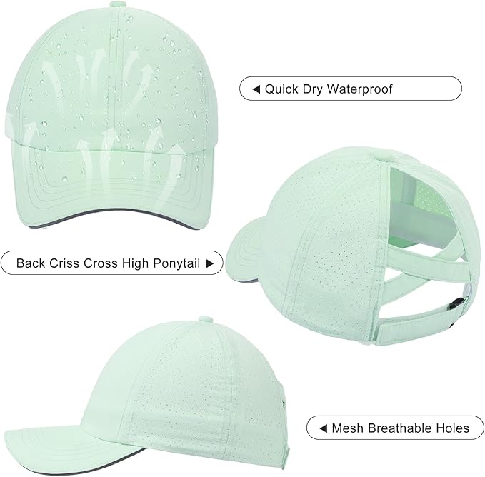 Girls Criss Cross Ponytail Hat Mesh Baseball Cap Kids Quick Dry Ponycap Hats Outdoor Summer Sports Hat Age 7-12