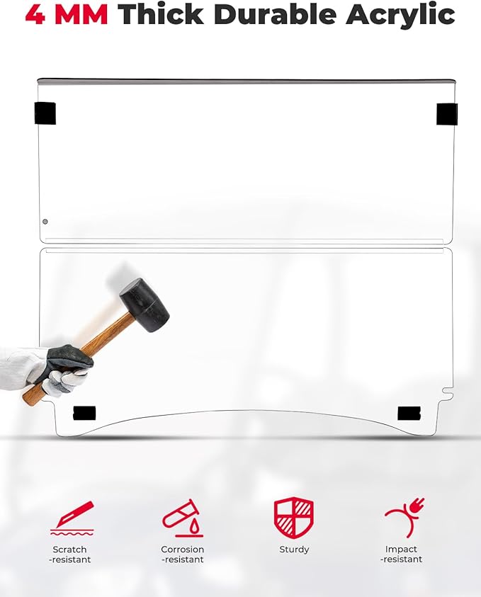 KEMIMOTO Golf Cart Windshield Compatible with Club Car Precedent Gas/Electric (04-Up), Foldable Replacement Windshield with Anti-UV and Impact Resistant Acrylic (Clear)