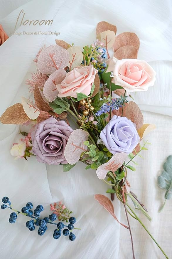 Floroom Artificial Flowers 50pcs Real Looking Blush Foam Fake Roses - Image 2