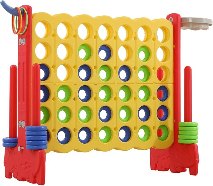 UNICOO Giant 4-in-A-Row with Carry Bag, Ring Toss, Basketball Hoop - Image 8