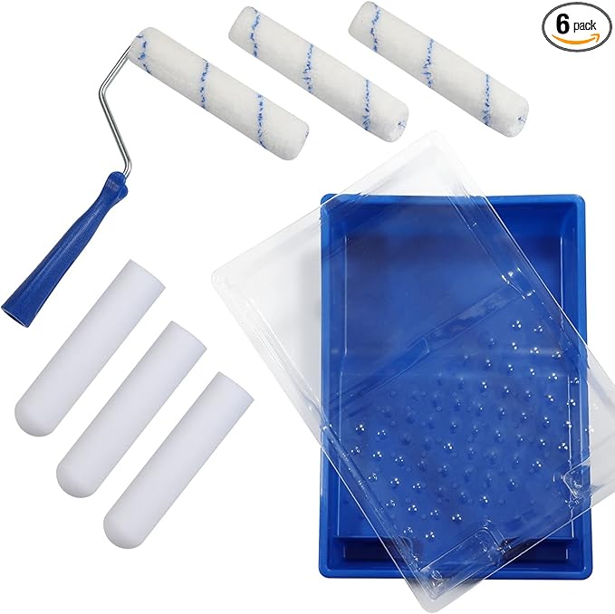 Foam Paint Roller, 6-inch Paint Roller Tray Set Includes Microfiber Roller by NANJA