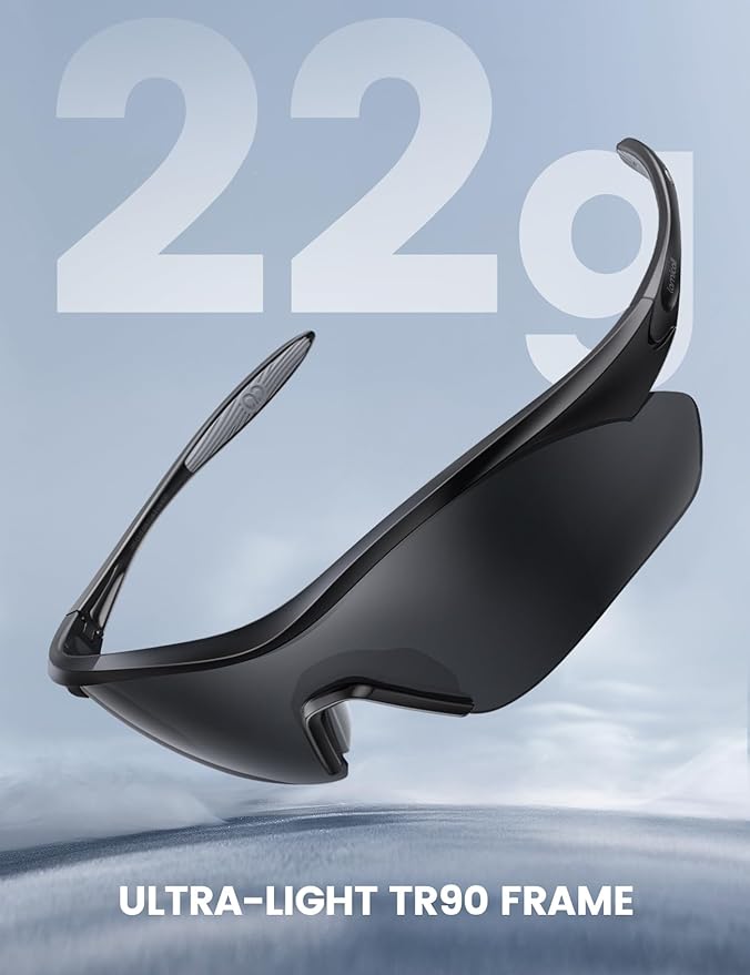 Lamicall 22g Polarized Sports Sunglasses - UV400 Protection Men Women Sun Glasses for Running Cycling Fishing Golf Driving