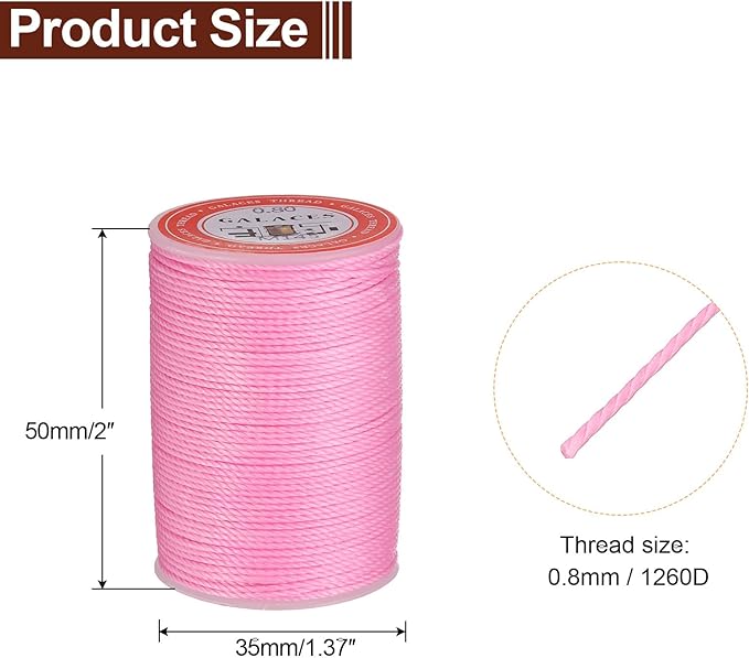 uxcell Round Leather Sewing Waxed Thread, 55m / 60 Yards Polyester Wax String - Image 2