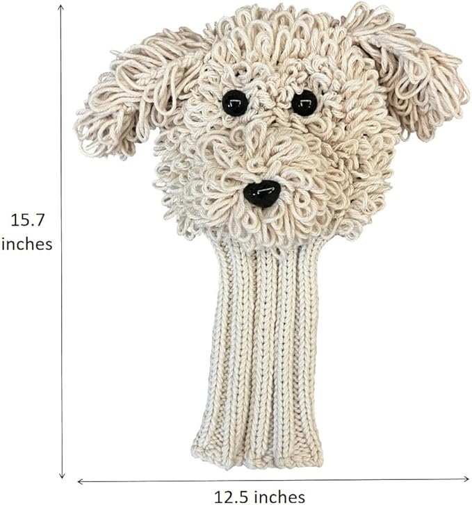 Funny Golf Headcover, Handmade Crochet Finished Goldendoodle Golden Doodle Animals Plush Driver Headcover