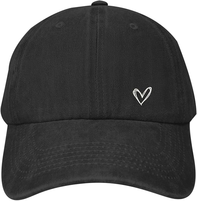 Pairxily Vintage Heart Embroidered Baseball Cap Distressed Adjustable Hat for Women Low Profile Dad Hats Unisex Cotton Cap