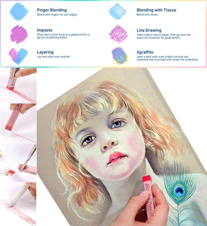 6pcs Square White Soft Pastel Set, Professional Artist's Sketching Chalk - Image 7