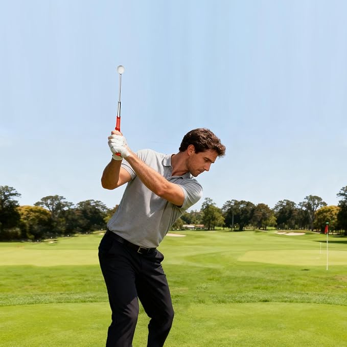Retractable Golf Swing Training Aid – Golf Swing Trainer with Ergonomic Grip & Audible Feedback | Golf Swing Corrector for Tempo, Balance & Accuracy | Indoor & Outdoor Golf Practice Tool