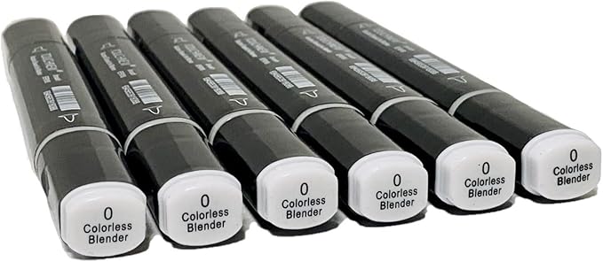 6 Pack Colorless Blender Alcohol Markers, Blending Clear Double Tipped Soft by Arhomet