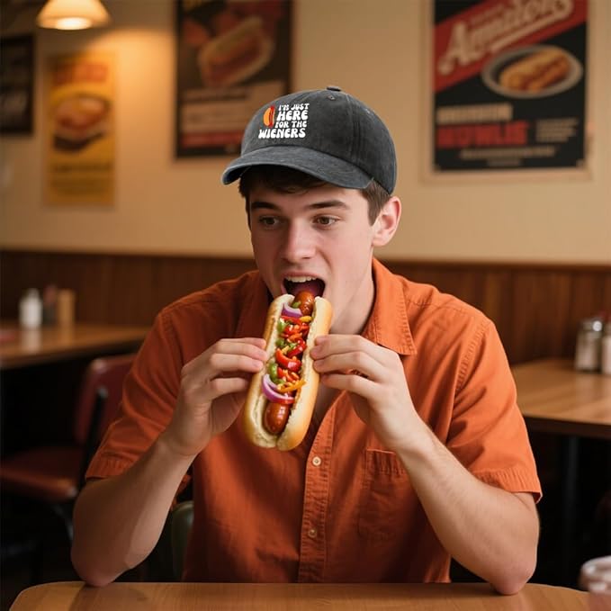 I'm JUST HERE for The Hotdogs Hats for Men Baseball Caps Trendy Washed Workout Hats Light Weight