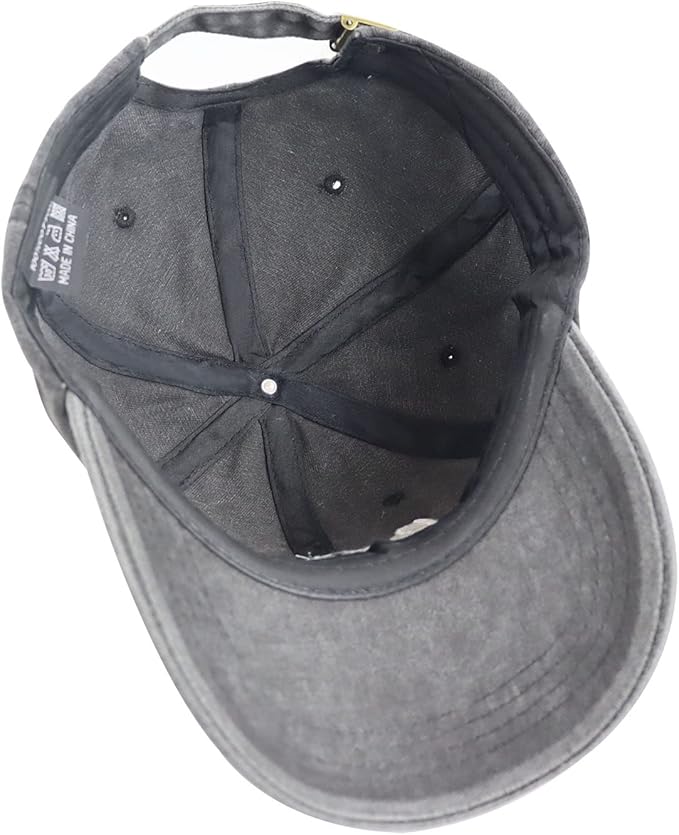 Boat Hair Don't Care Hats for Men Women, Adjustable Embroidered Cotton Washed Distressed Denim Fishing Baseball Cap