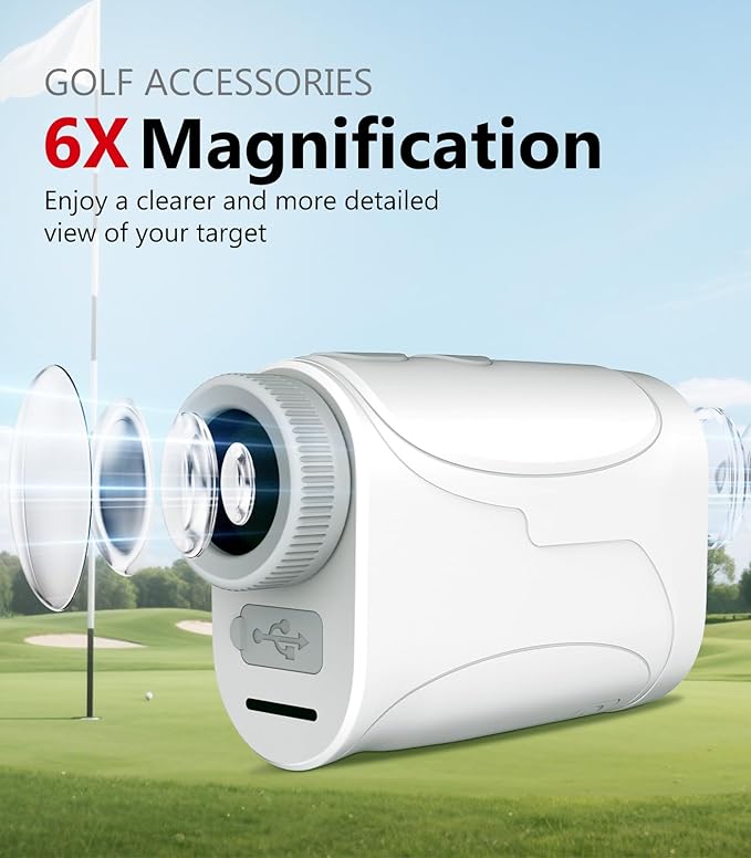Golf Rangefinder with Slope, 1000 Yards Range Finder Golf, 6X Magnification, Flag Locking Vibration, Rechargeable Laser Range Finder