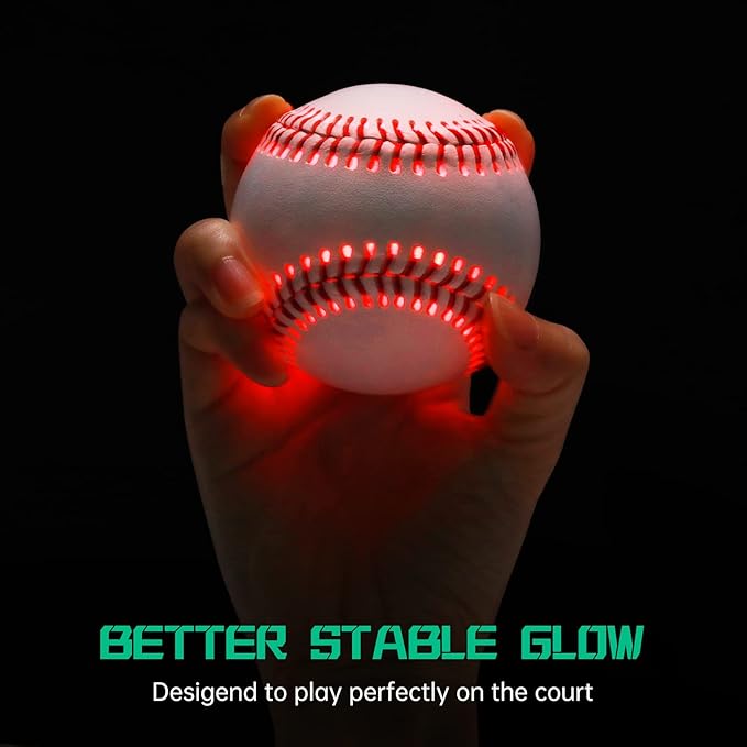 Glow in The Dark Baseball - Rechargeable LED Light Up Ball with 6 Color Changing Modes | Regulation Size & Weight for Kids, Teens, Adults & Baseball Fans