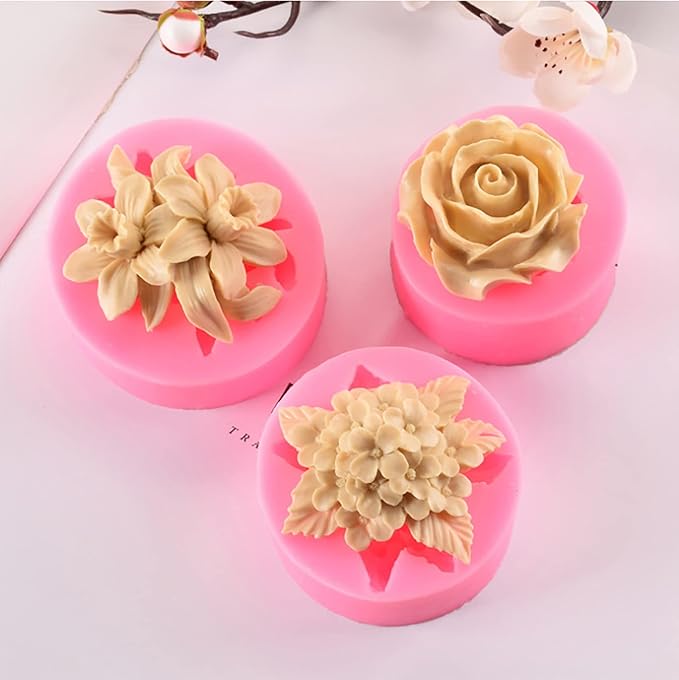 3 Pack Flower Mold Flower Silicone Wave Spiral Candle Mold by EVERELAMSiliconeMolds