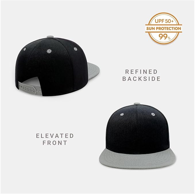CHOK.LIDS Flat Bill Visor Classic Snapback Hat Blank Adjustable Brim High Top End Trendy Color Style Plain Tone Baseball Cap
