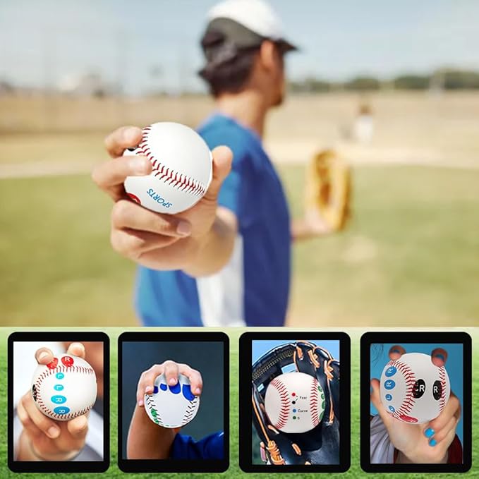 LOOEEL 4 PCS Pitch Practice,Training Baseball Pitching Grip Pitch Practice,Finger Placement Markers Baseball Training Equipment for Teenagers Beginners to Learn Multiple Baseball Grips.-Soft/Hard