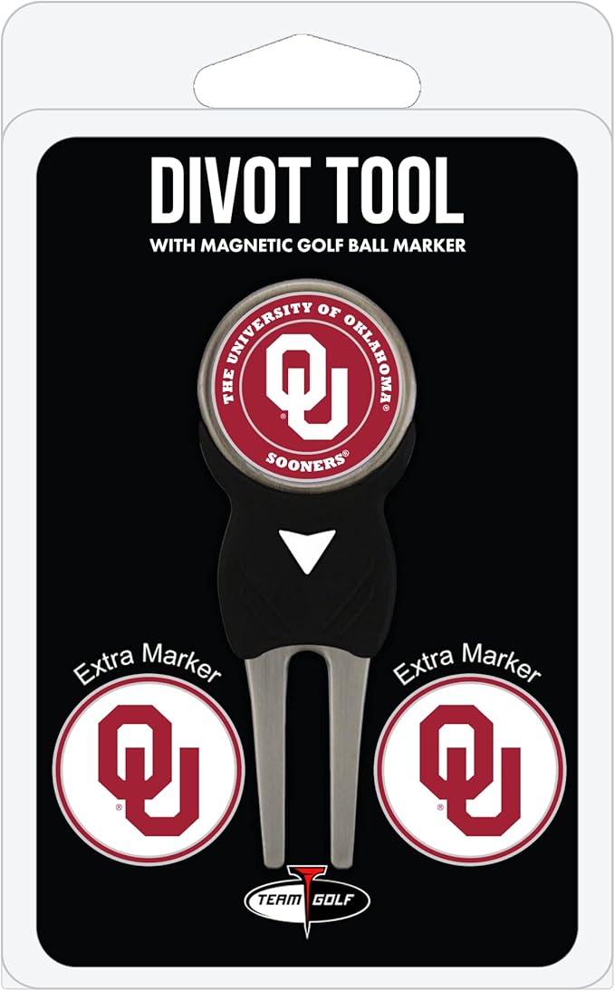 Team Golf NCAA Divot Tool with 3 Golf Ball Markers Pack, Markers are Removable Magnetic Double-Sided Enamel
