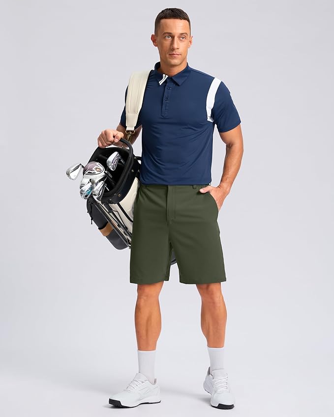 Pudolla Men's Casual Shorts 7"/9"/5" Lightweight Golf Shorts with 3 Pockets Stretch Quick Dry Comfy Work Shorts