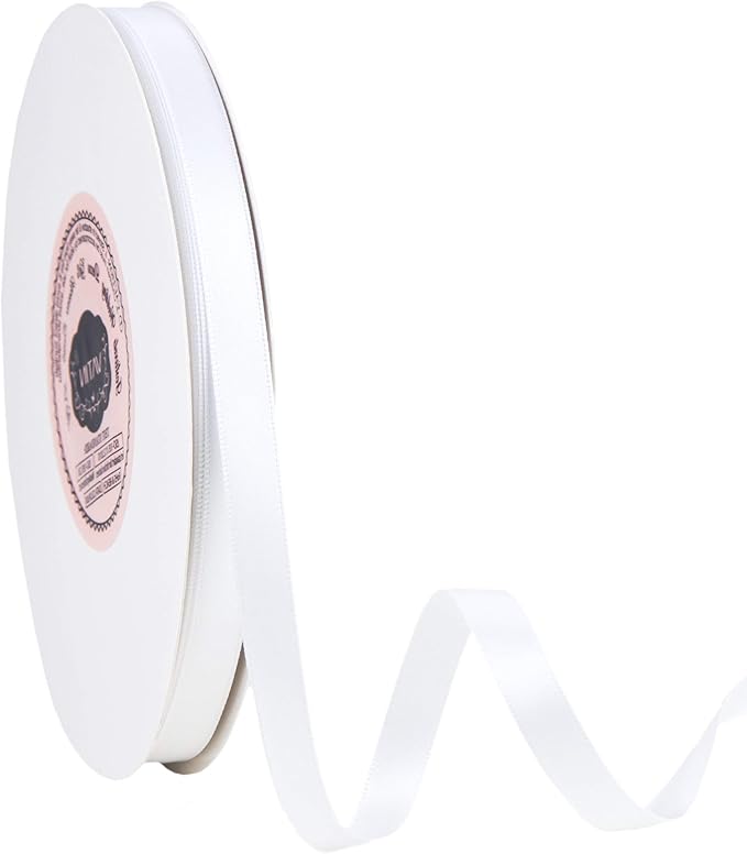VATIN 3/8 inches Double Faced White Polyester Satin Ribbon - Image 5