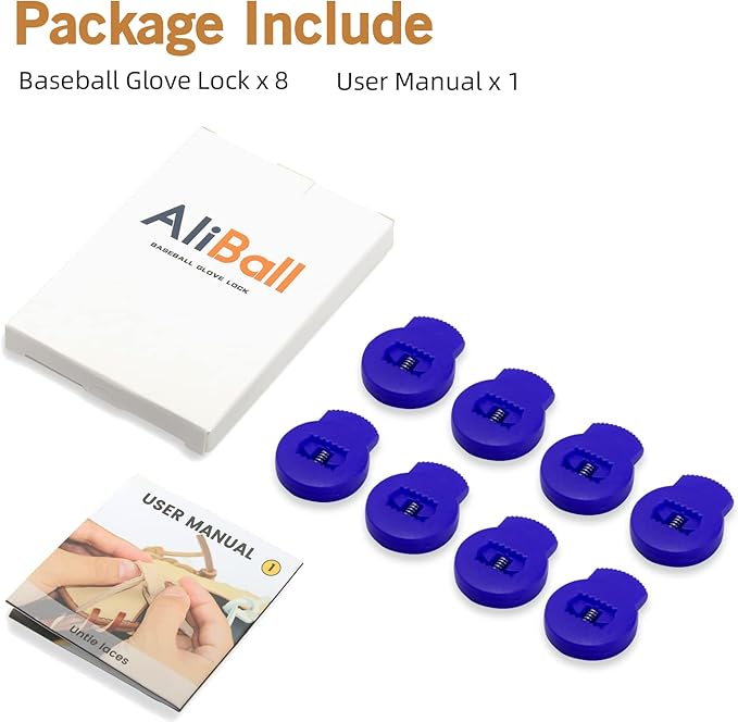 AliBall Glove Locks, Lace Locks for Baseball Glove 8 Pack, Never Need Thying Knots Again, Strong Elasticity, Made Plastic and Springs, Fits All Gloves, Baseball Gloves Accessories