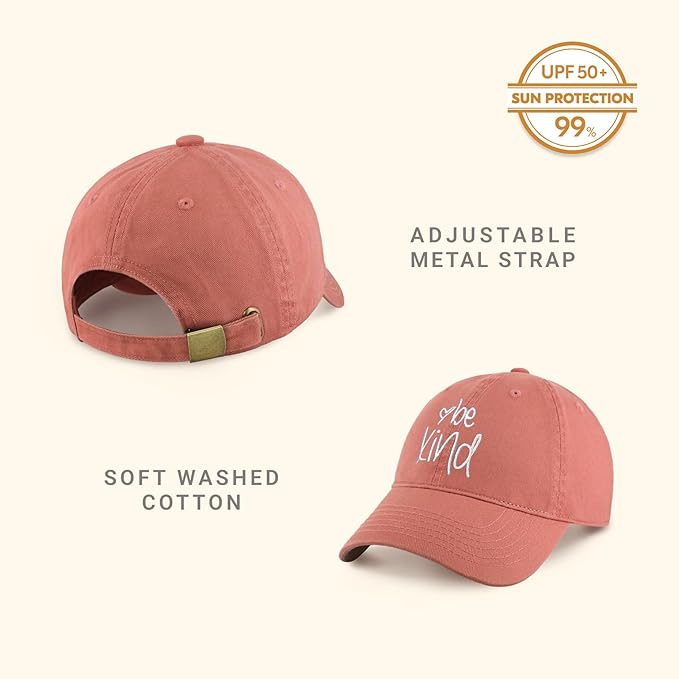 CHOK.LIDS Be Kind Trendy Womens Baseball Cap Unisex Fashion Cotton Polo Style Fun Inspirational Saying Seasonal Headwear