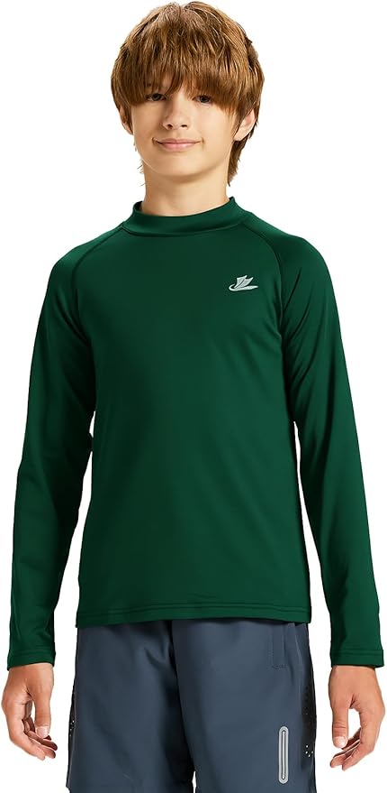DEVOROPA Youth Boys Compression Thermal Shirt Long Sleeve Kids Fleece Baselayer Soccer Baseball Undershirt Slim/Regular/Husky