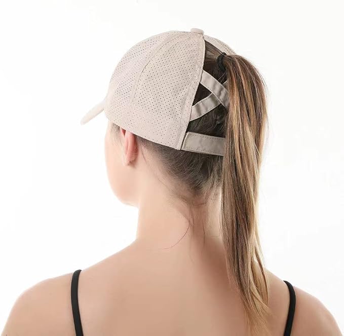 Criss Cross Hat Washed Distressed Baseball Cap Ponytail Hat High Messy Bun Ponycap for Women